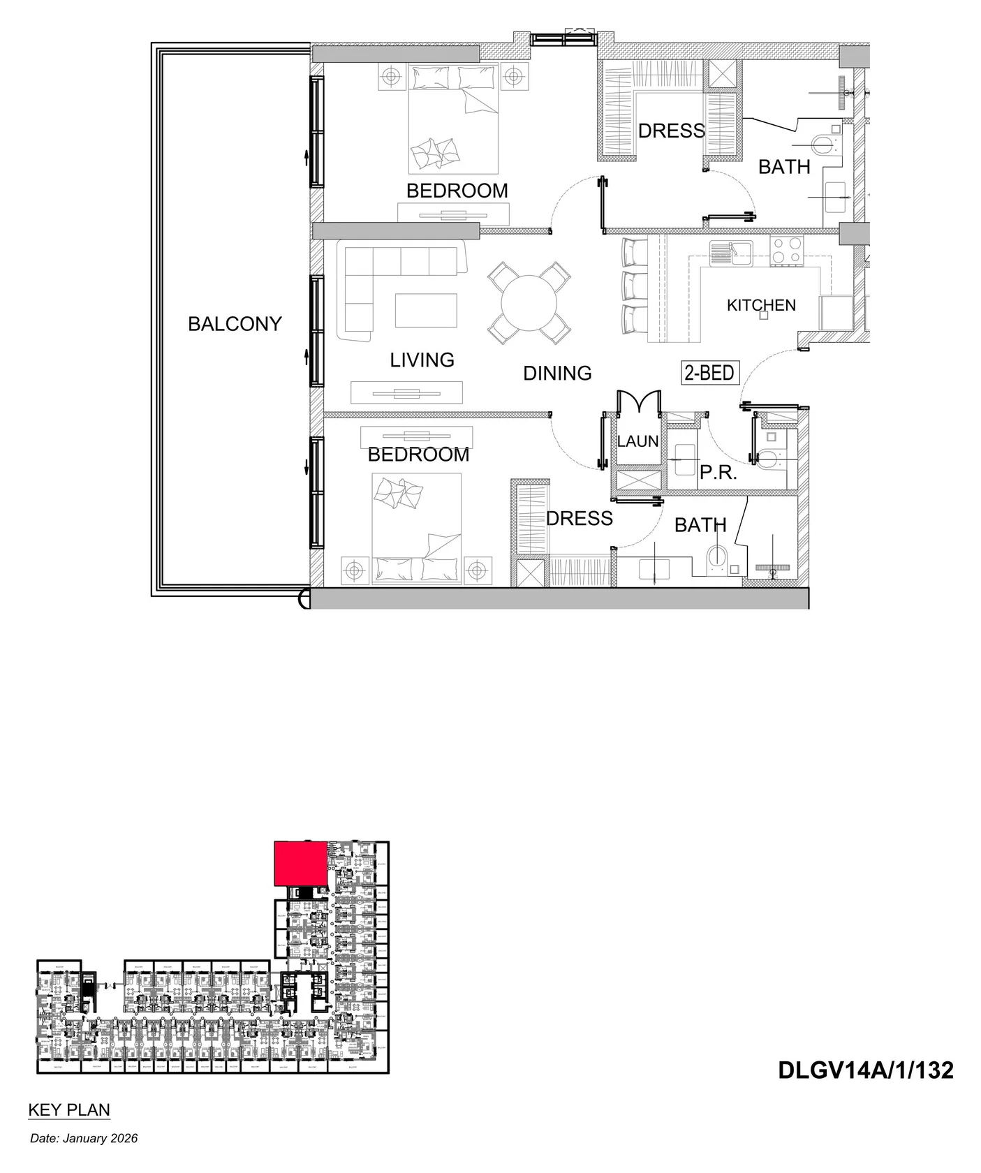 DAMAC Lagoons - Valencia 2BR floor plan