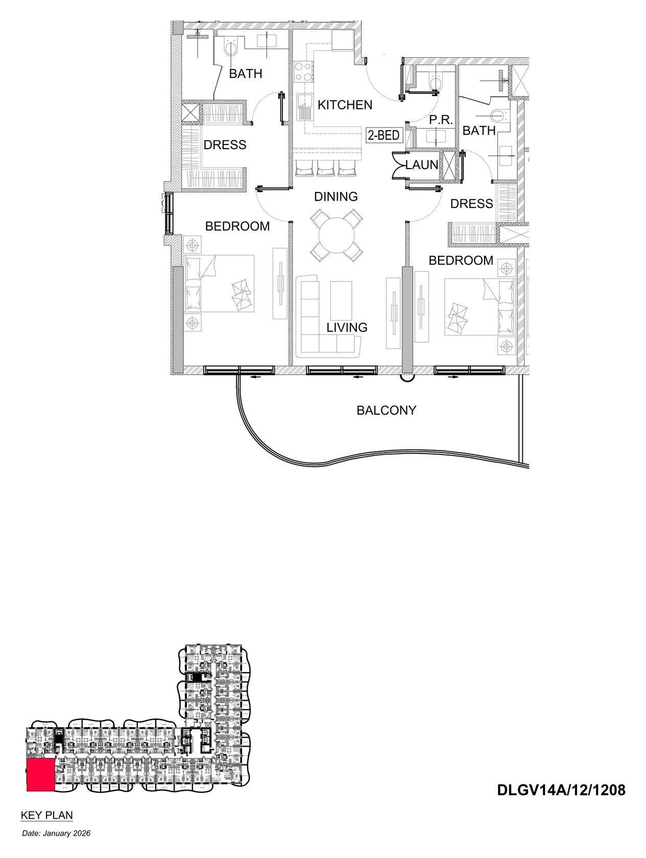 DAMAC Lagoons - Valencia 2BR floor plan