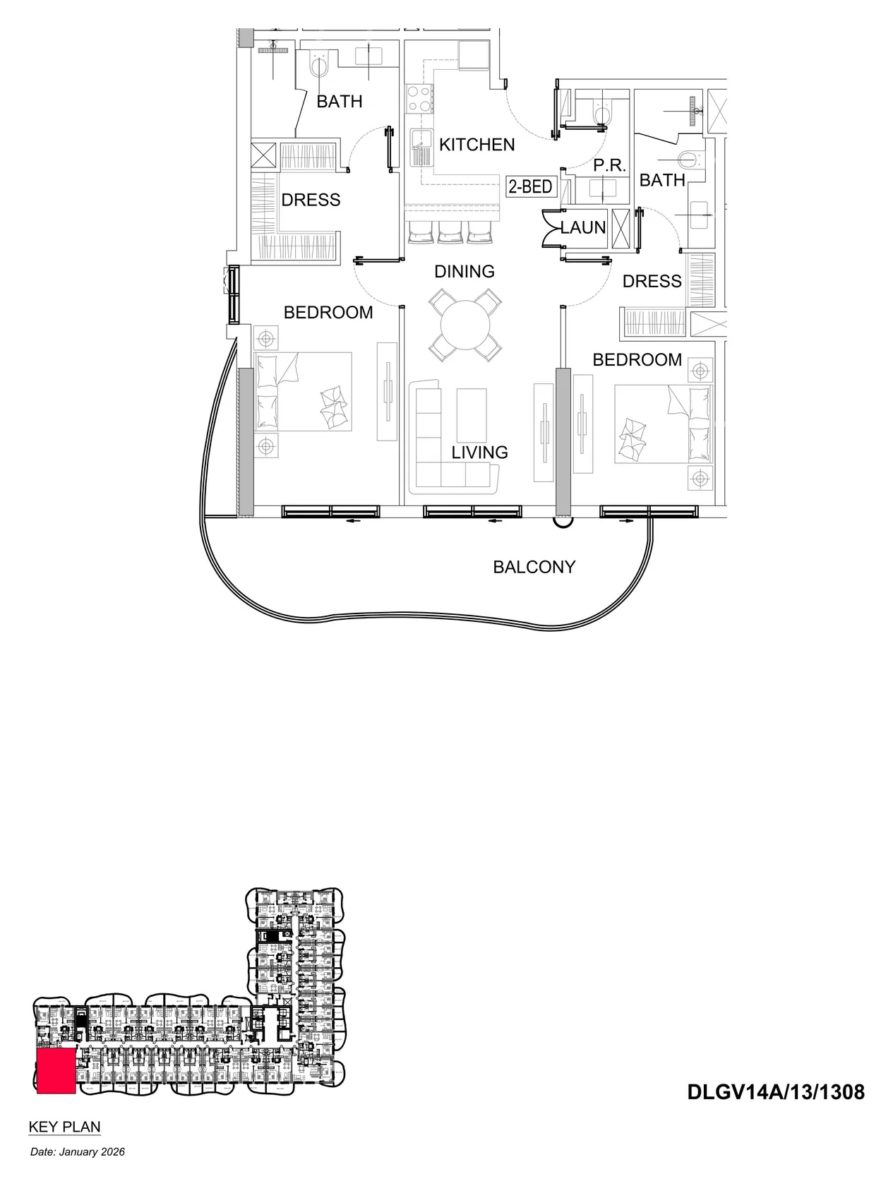 DAMAC Lagoons - Valencia 2BR floor plan