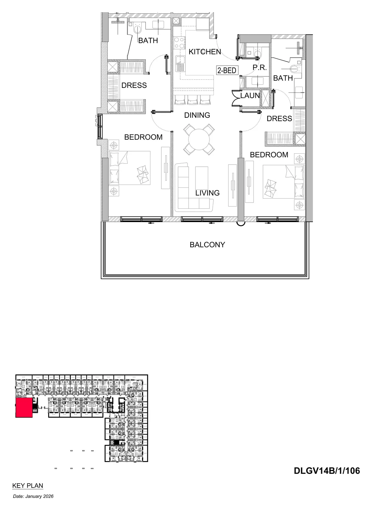 DAMAC Lagoons - Valencia 2BR floor plan