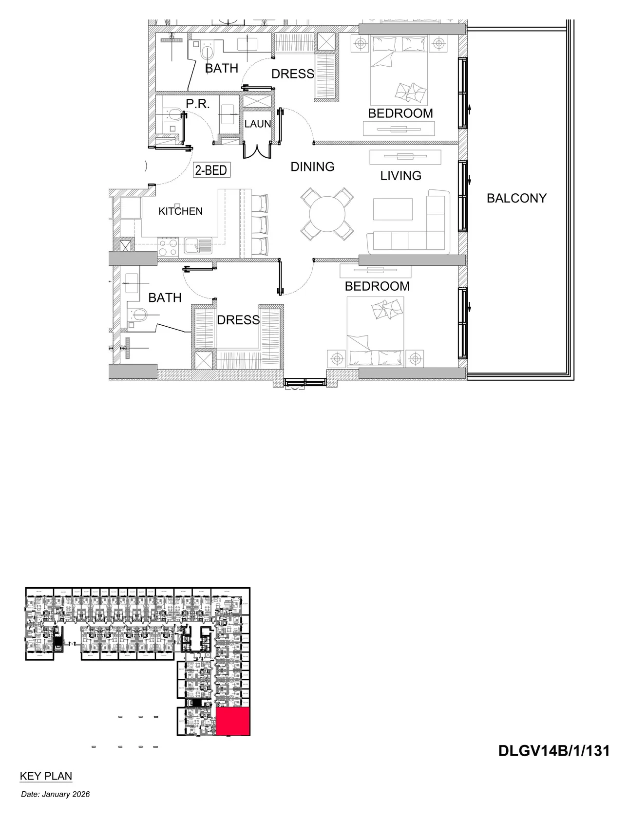 DAMAC Lagoons - Valencia 2BR floor plan