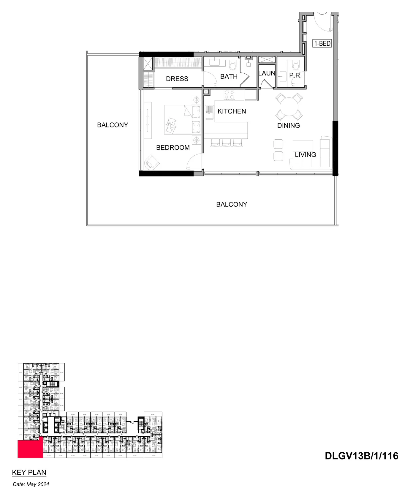DAMAC Lagoons - Lagoon Views 13 1BR floor plan