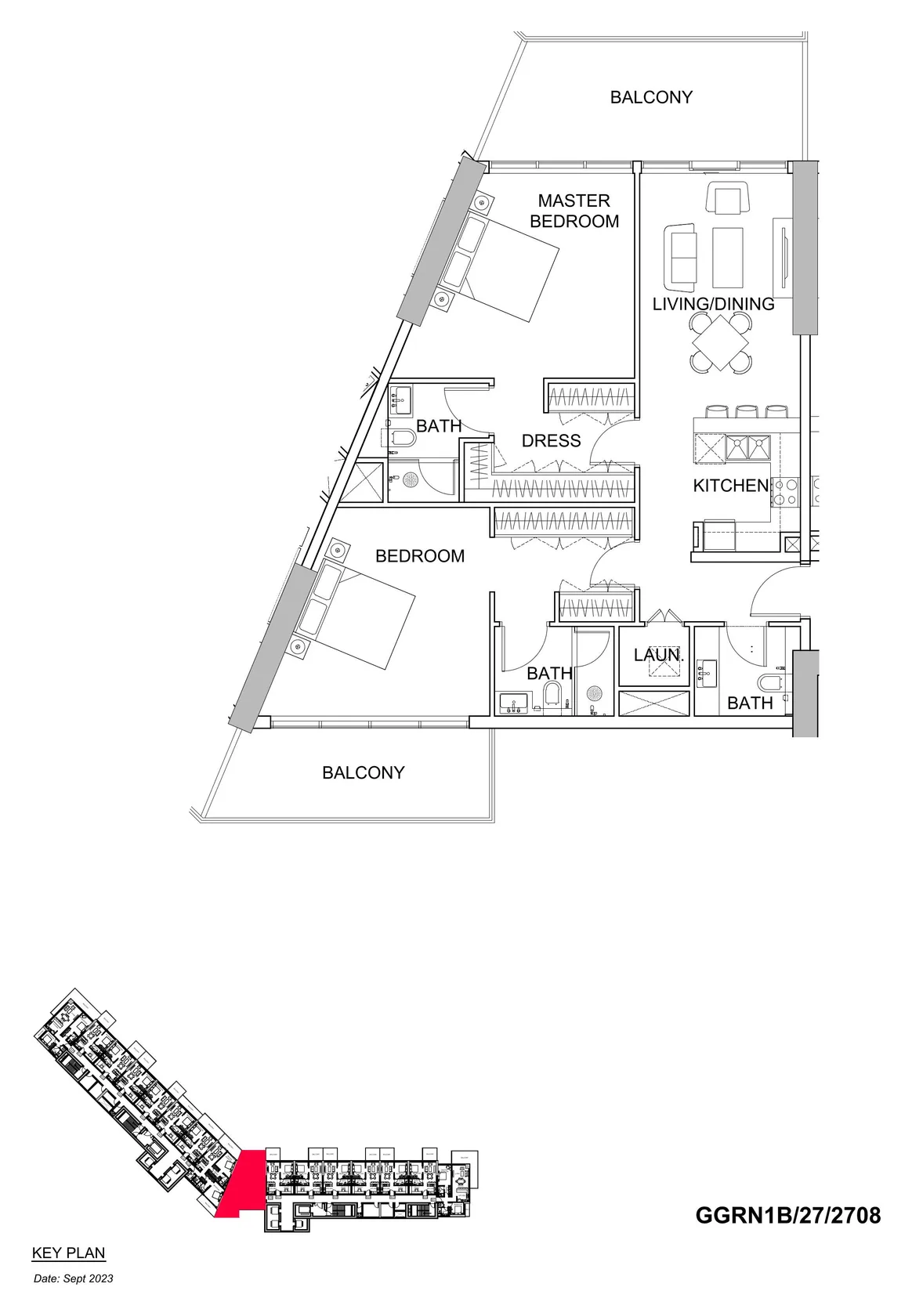 DAMAC Hills - Golf Greens 1 2BR floor plan