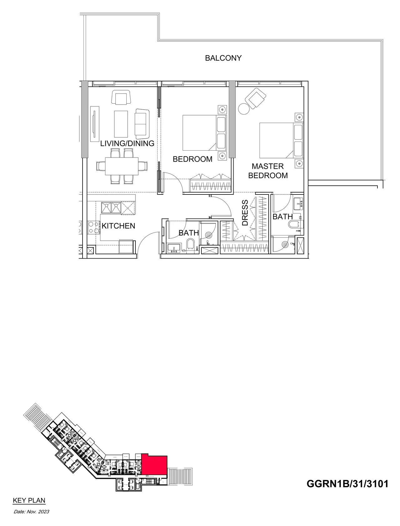 DAMAC Hills - Golf Greens 1 2BR floor plan