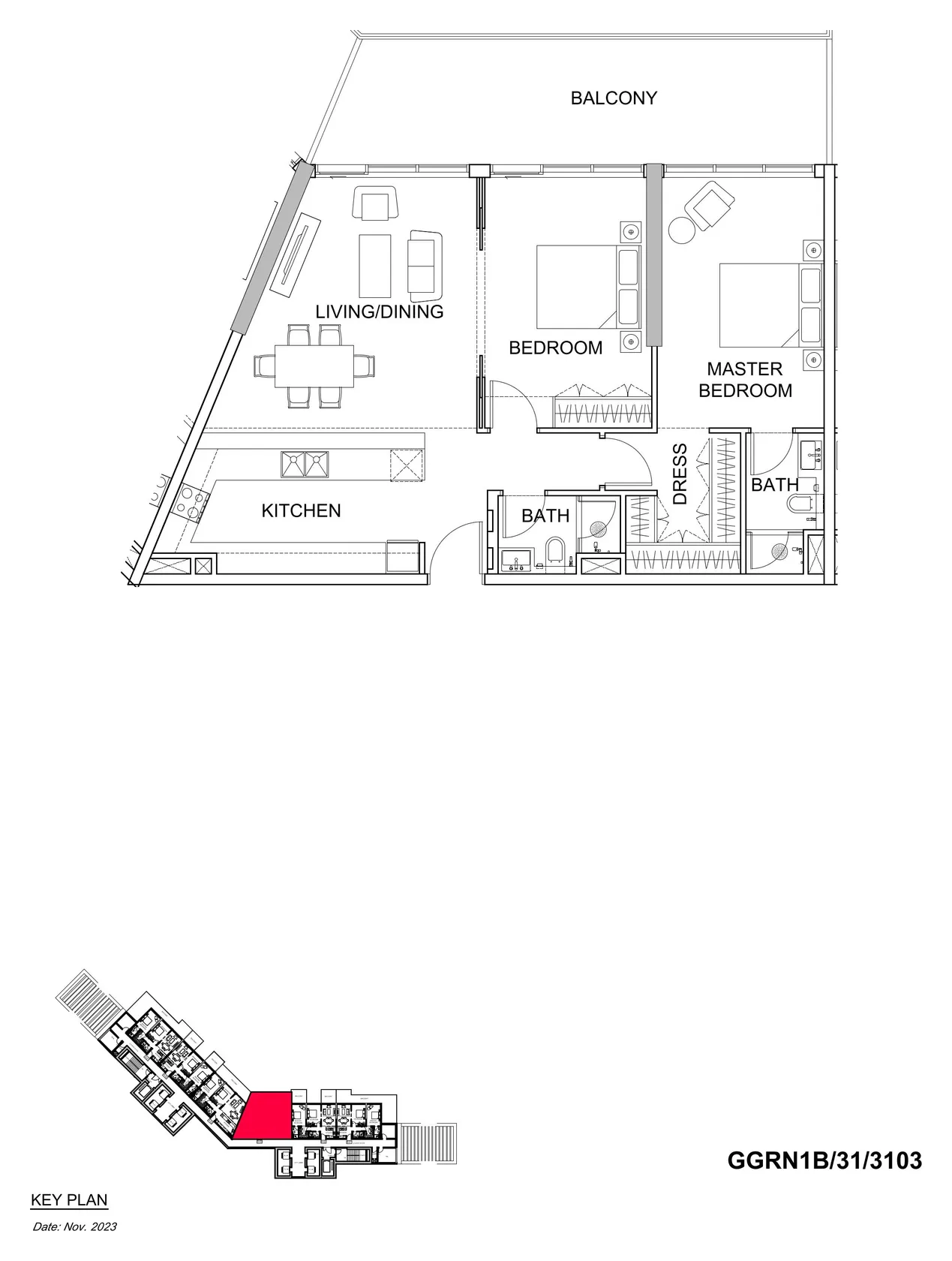 DAMAC Hills - Golf Greens 1 2BR floor plan