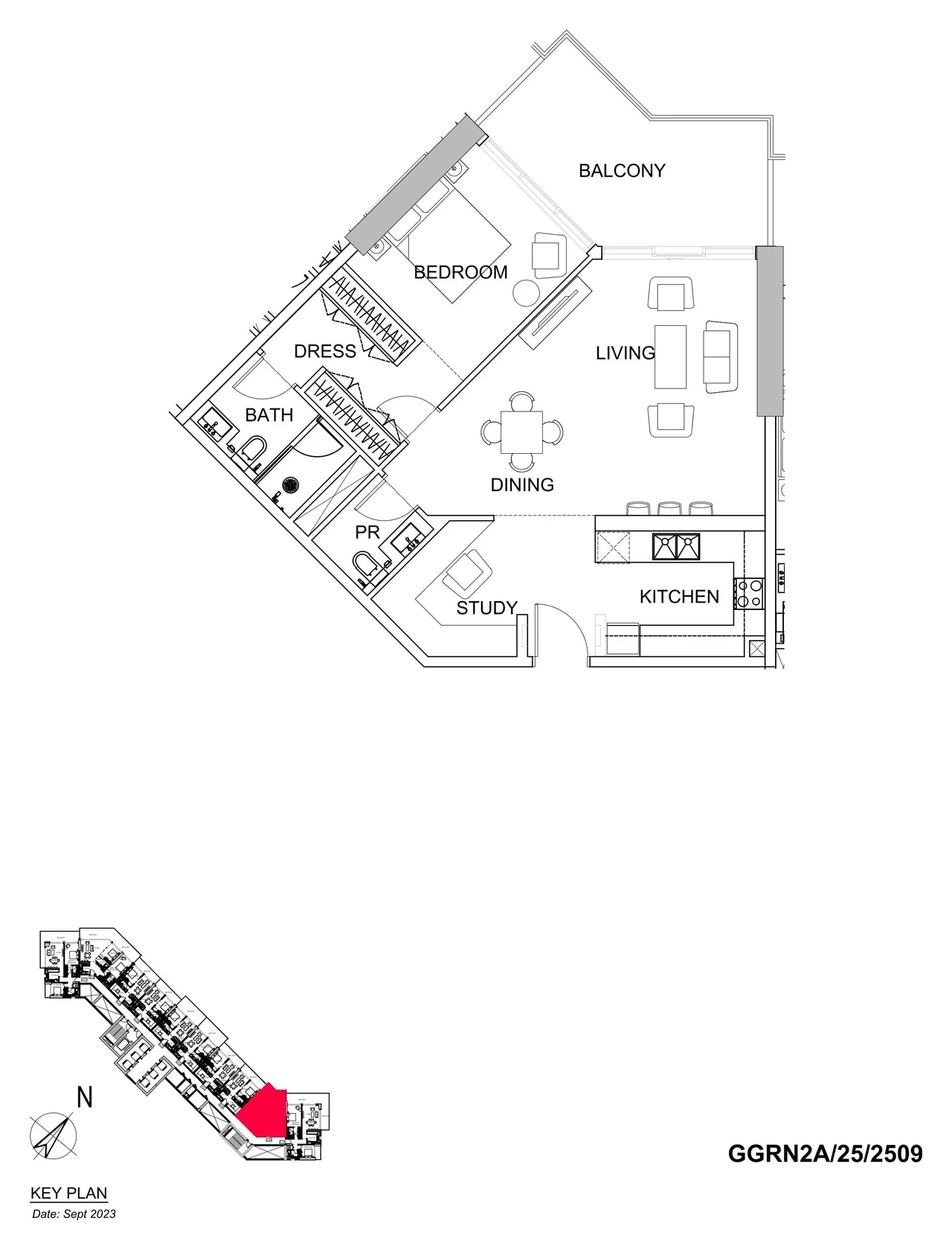 DAMAC Hills - Golf Greens 2 1BR floor plan
