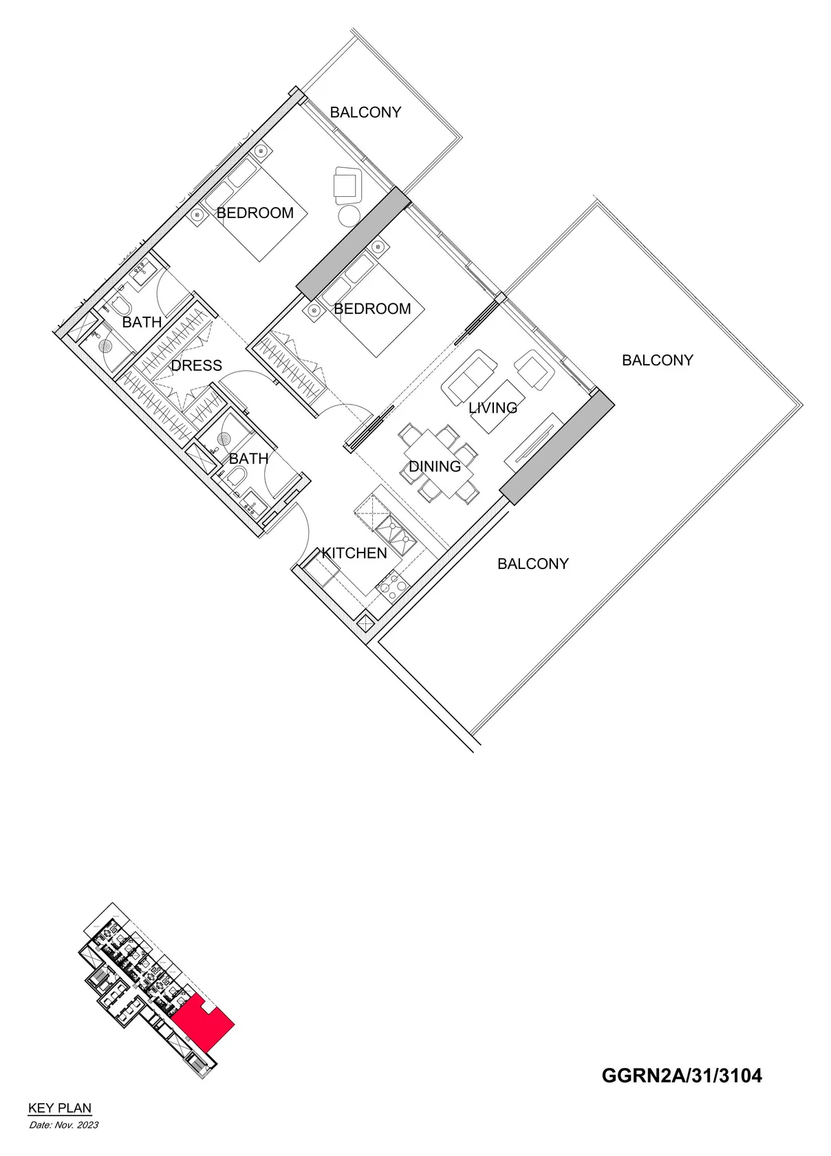 DAMAC Hills - Golf Greens 2 2BR floor plan