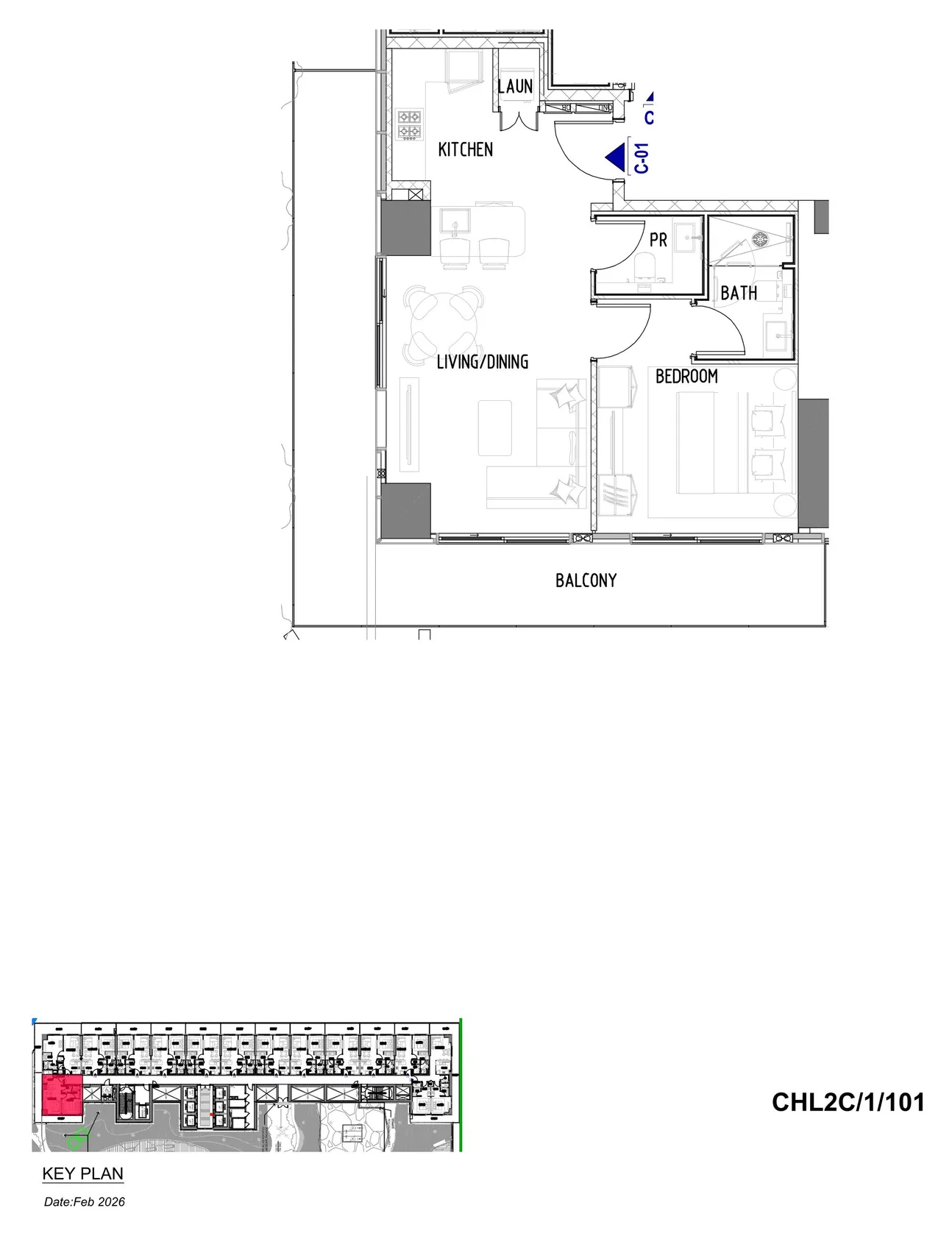 Chelsea Residences 2 by DAMAC Tower C 1BR floor plan