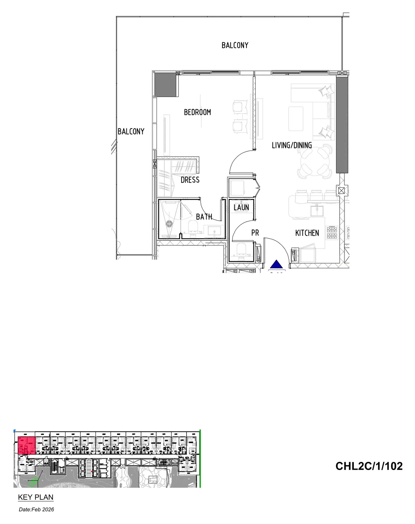 Chelsea Residences 2 by DAMAC Tower C 1BR floor plan