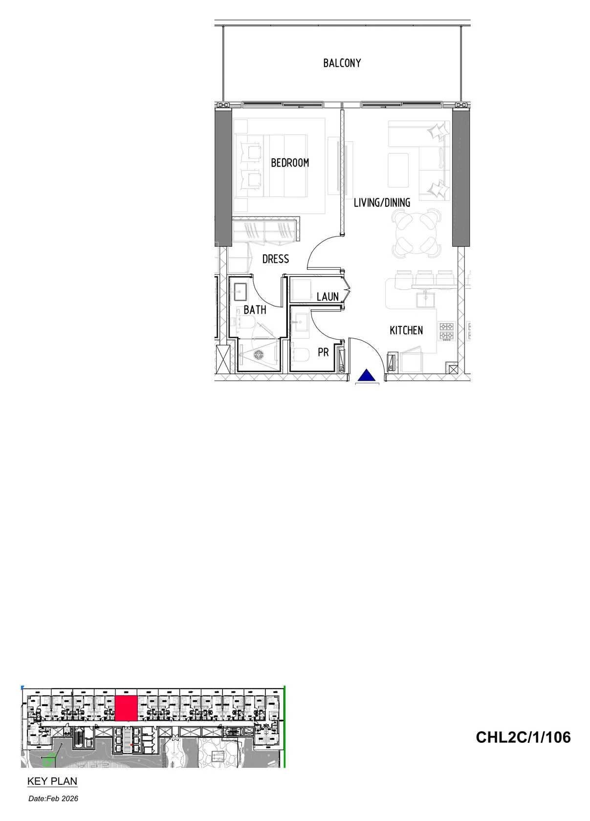 Chelsea Residences 2 by DAMAC Tower C 1BR floor plan