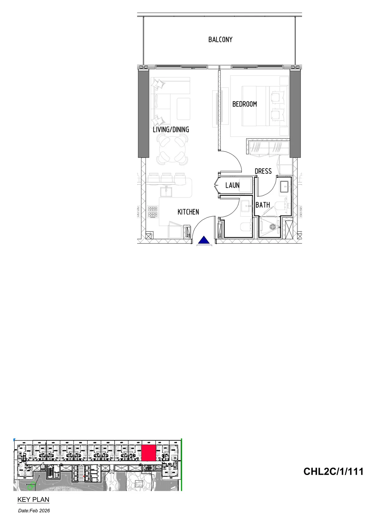 Chelsea Residences 2 by DAMAC Tower C 1BR floor plan
